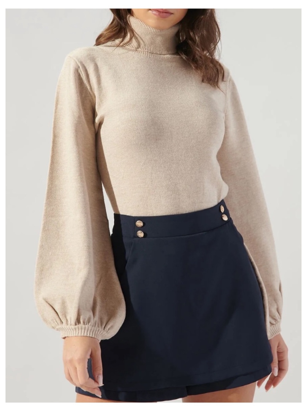 🟠NWT SUGARLIPS “Find Your Love” Turtleneck Balloon Sleeve Sweater in Oatmeal